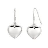 Sterling Silver Puff Heart Dangle Earring